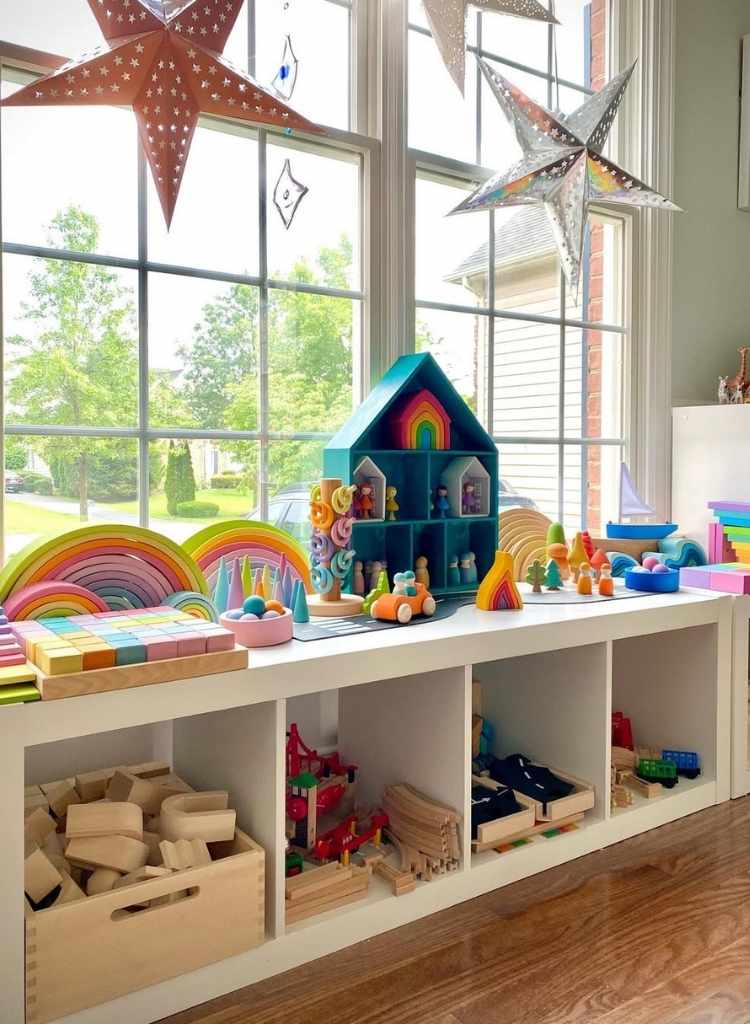 Rainbow Montessori Playroom Shelf