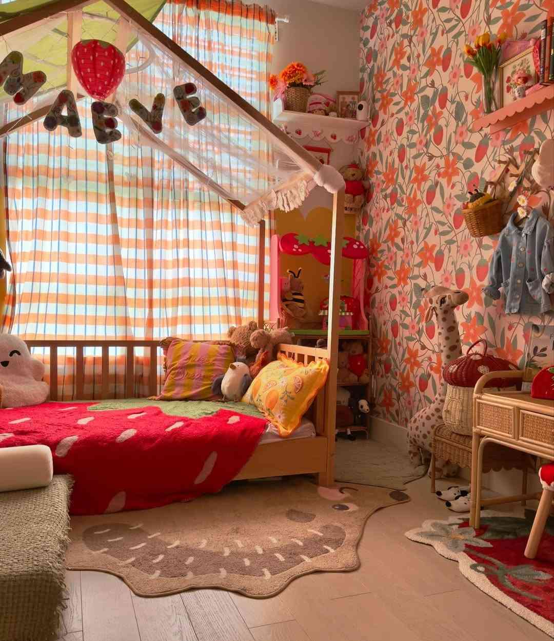 Strawberry-Themed Playroom Bed