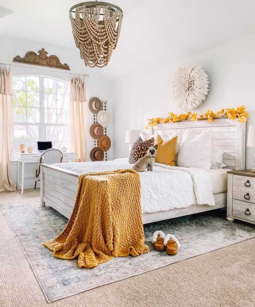Sunny Fall Bedroom with Golden Accents