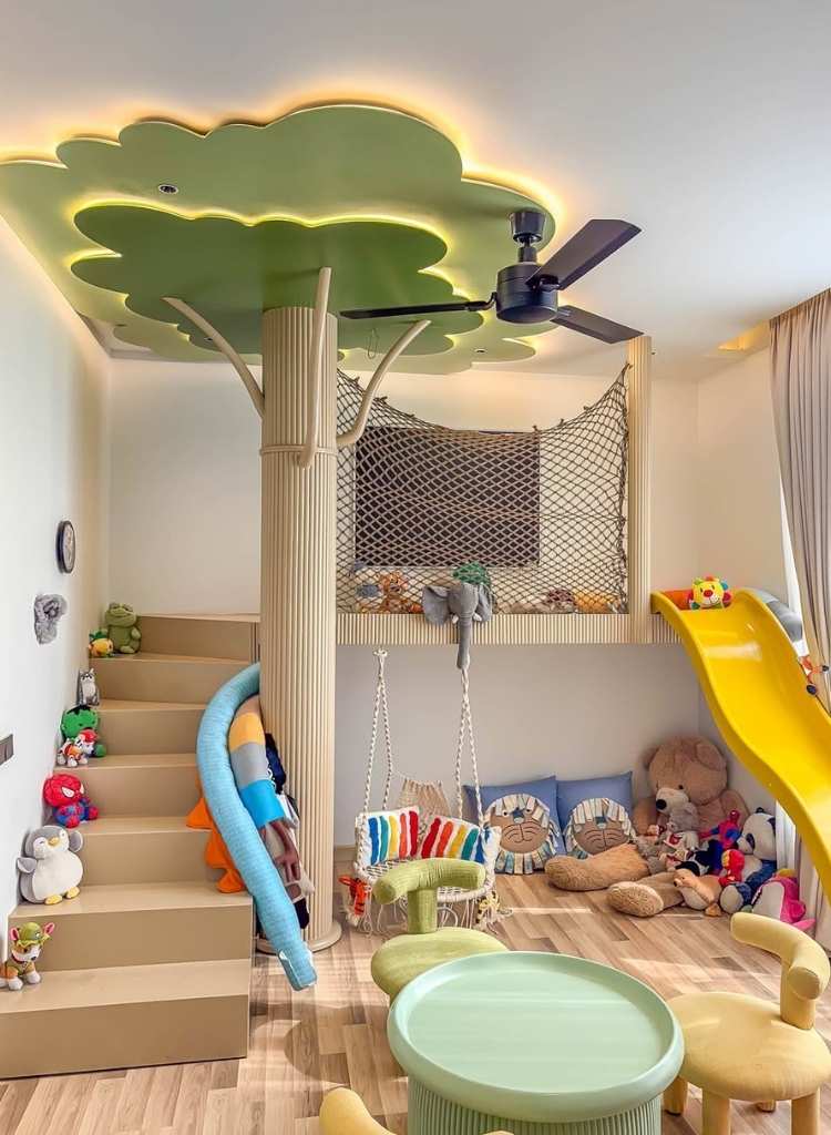Treehouse Playroom with Slide