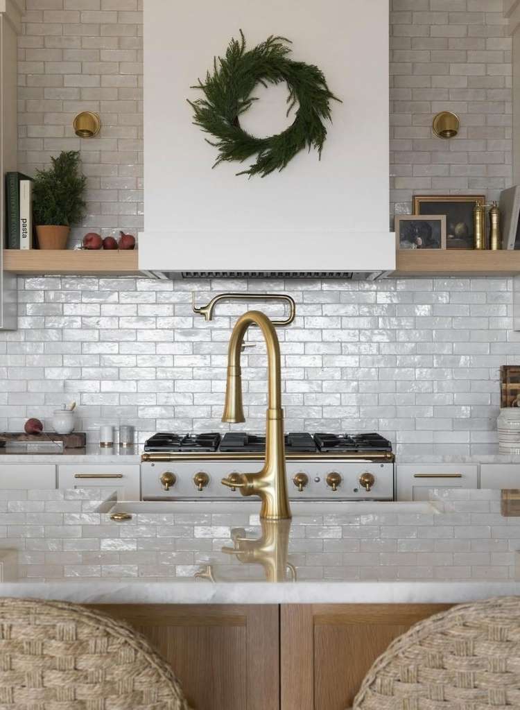 White Gloss Zellige Tile Backsplash