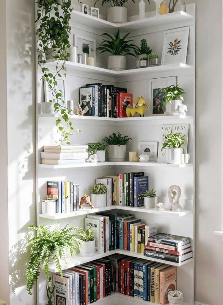 Corner Bookshelf Display