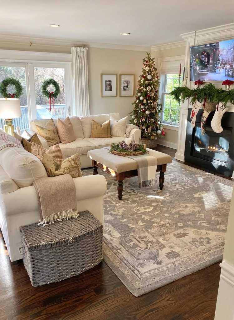 Cozy Neutral Christmas Living Room