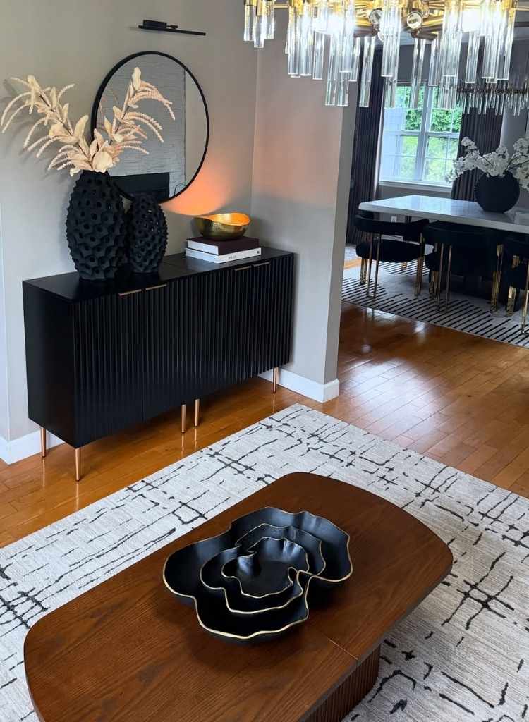Modern Black Console with Mirror