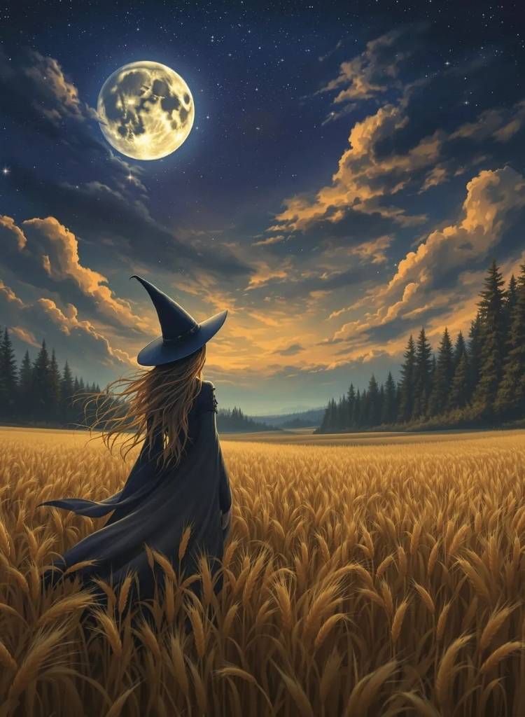 Moonlit Witch Wallpaper