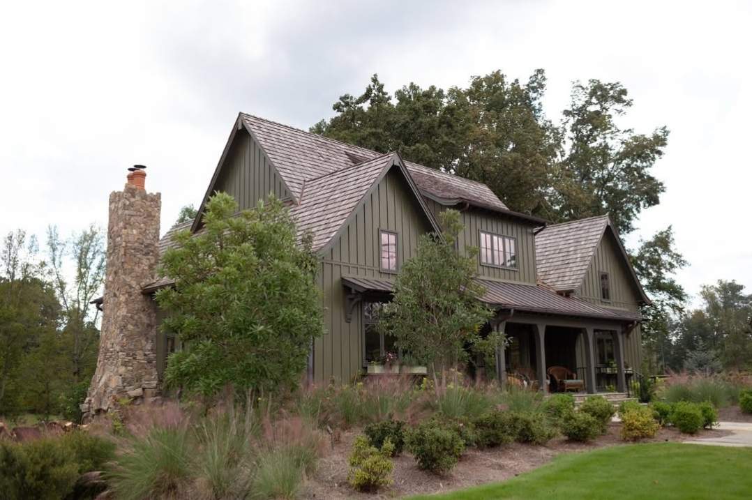 Forest green house exterior