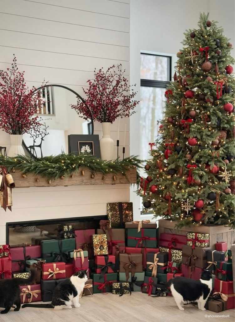 Warm Rustic Christmas Living Room