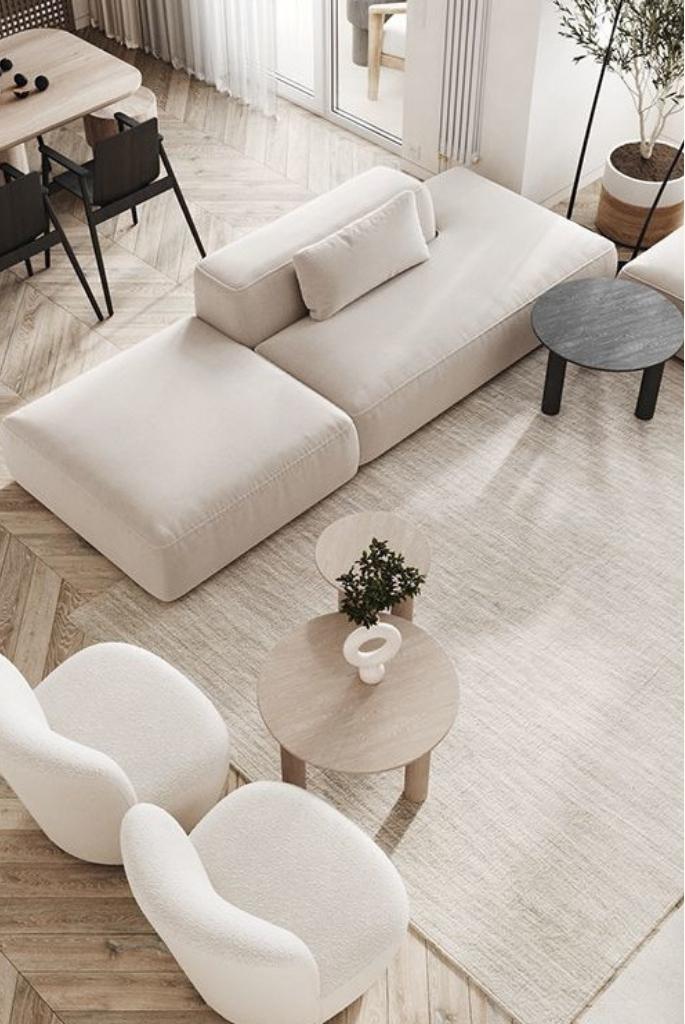 White and cream living rooms