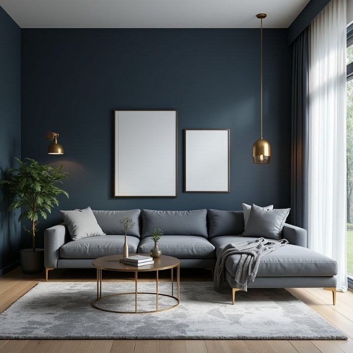 navy blue living room