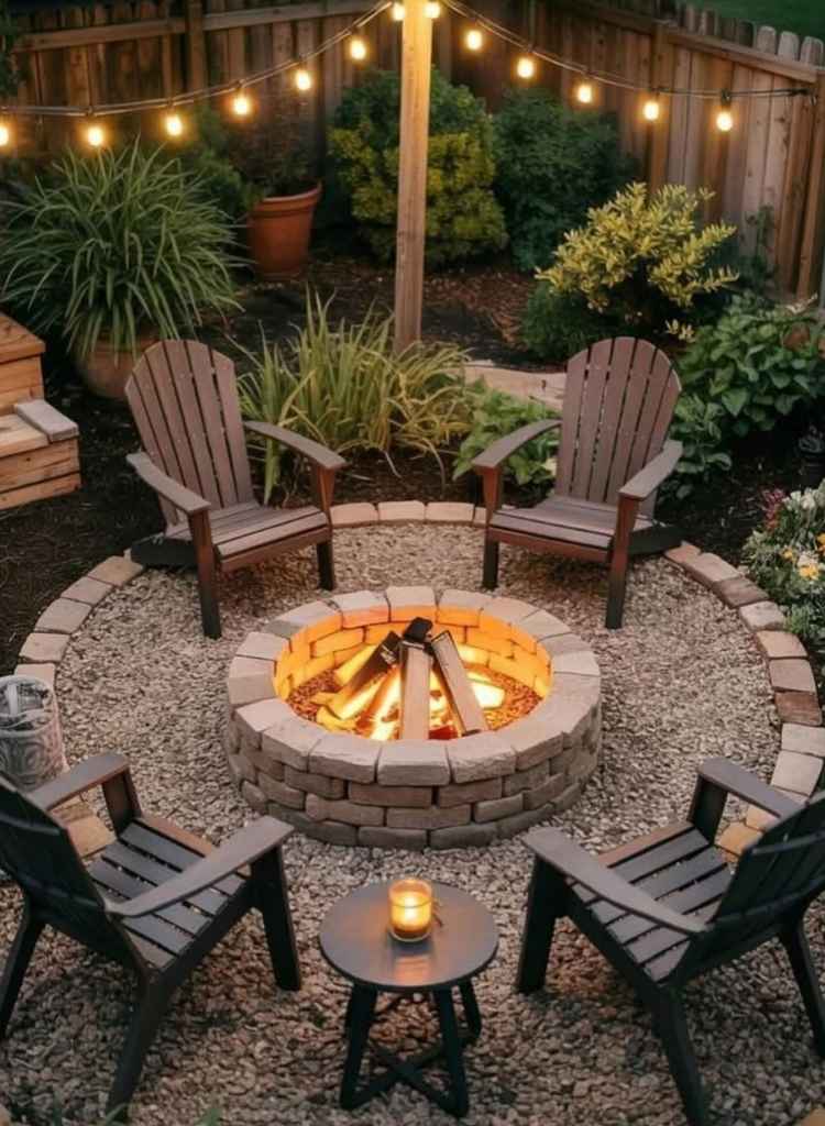 Cozy Backyard Stone Fire Ring