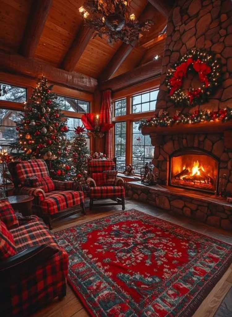 Cozy Cabin Christmas Mantel