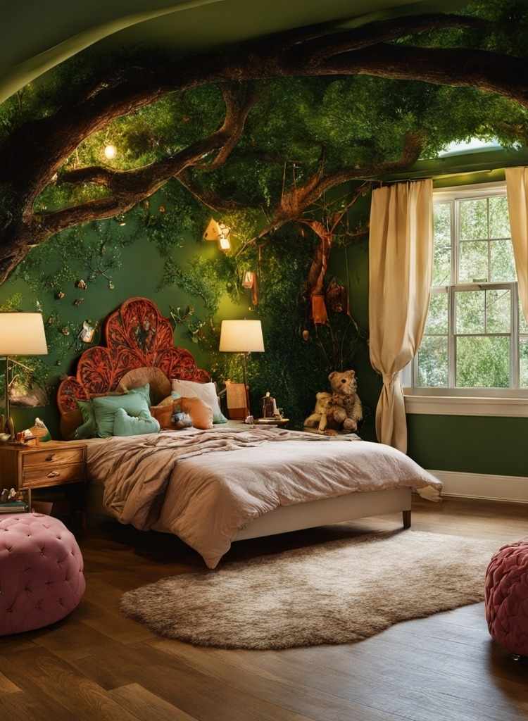 Dark Green Forest Bedroom