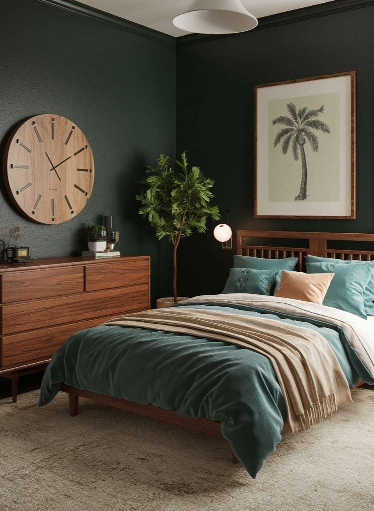 Dark Green Palm Retreat Bedroom