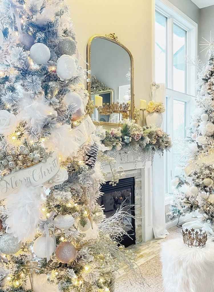 Frosted Elegance Christmas Mantel