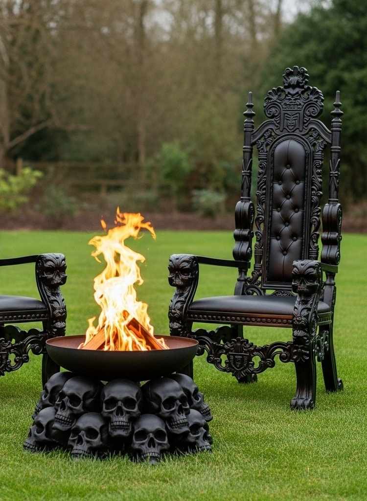 Gothic Skull-Base Fire Pit