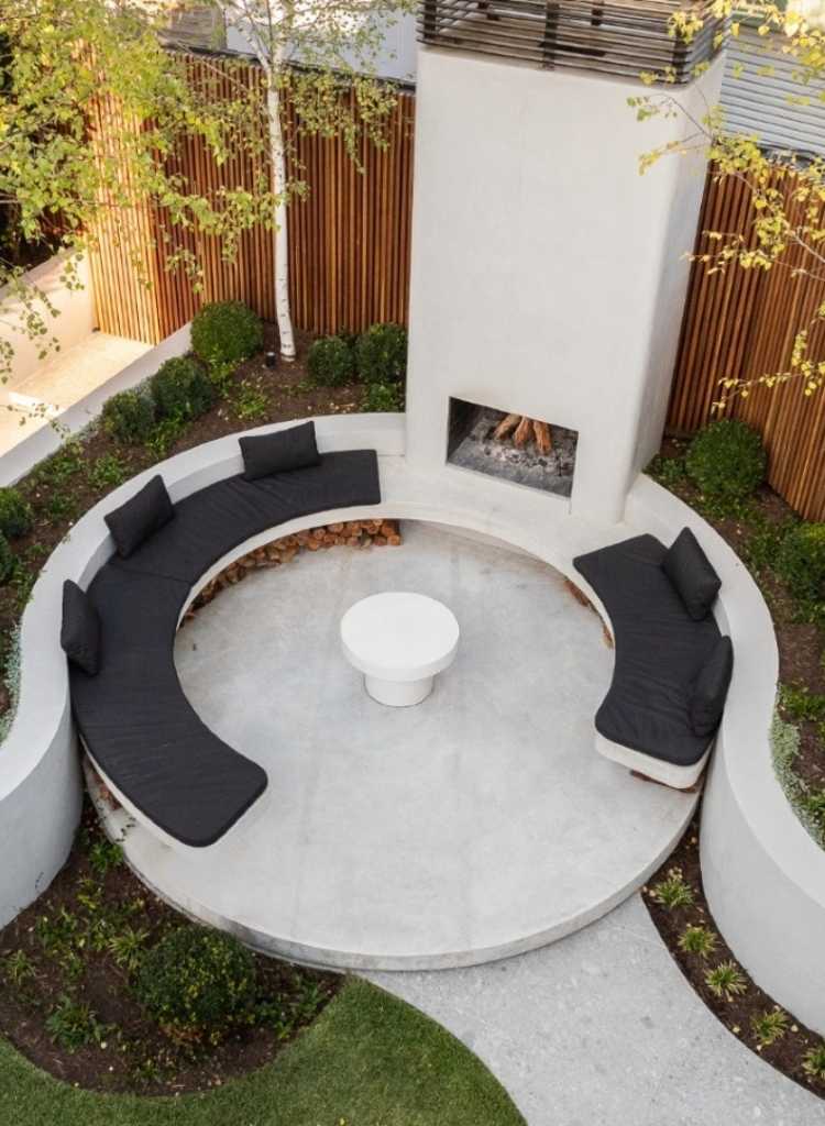 Modern Sunken Concrete Fireplace Nook