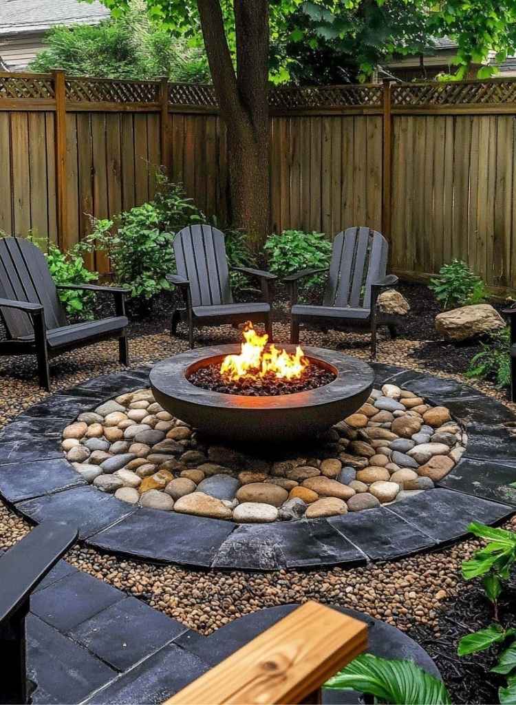Pebble-Ring Backyard Fire Bowl