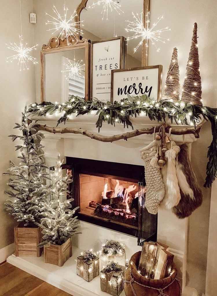 Rustic Glow Christmas Mantel
