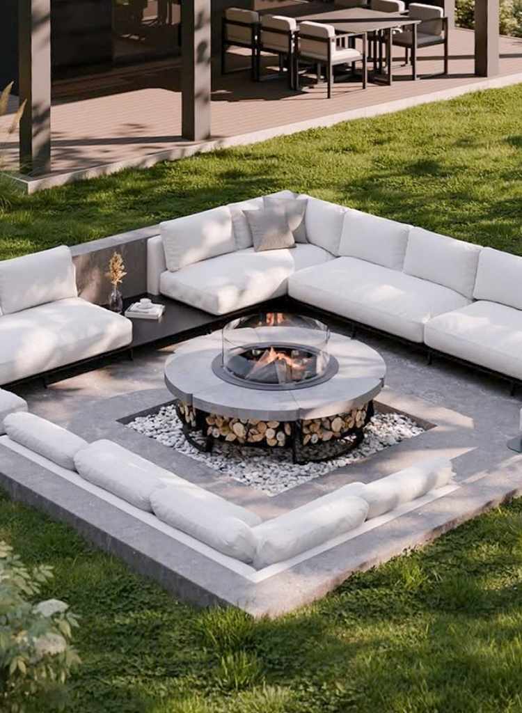 Sunken Lounge with Round Fire Pit