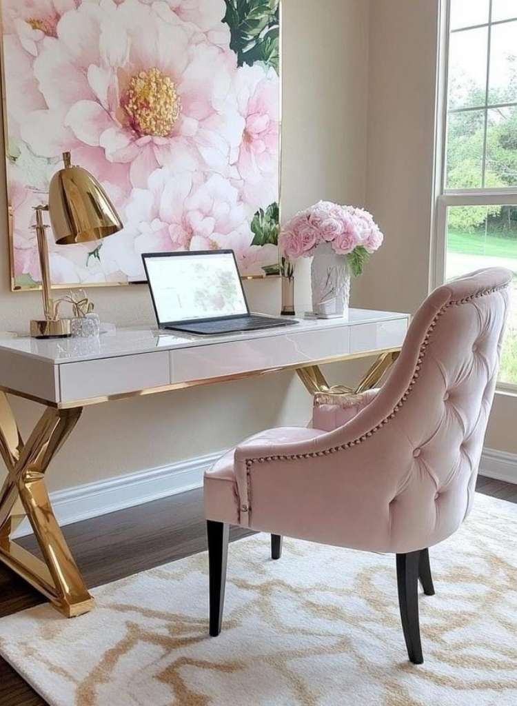 Blush Floral Luxe Work Desk