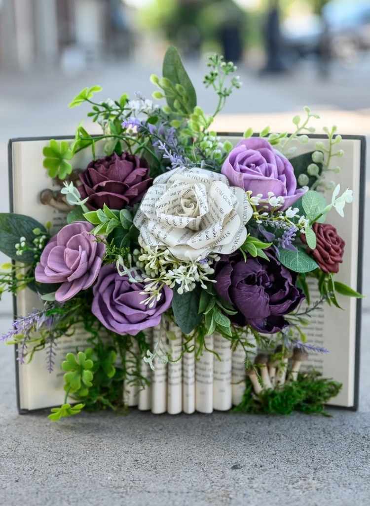 Book Page Floral Arrangement