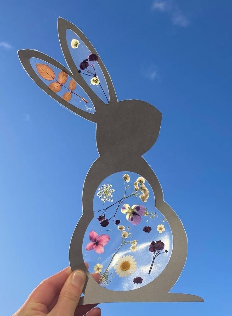 Bunny Suncatcher With Pressed Flowers