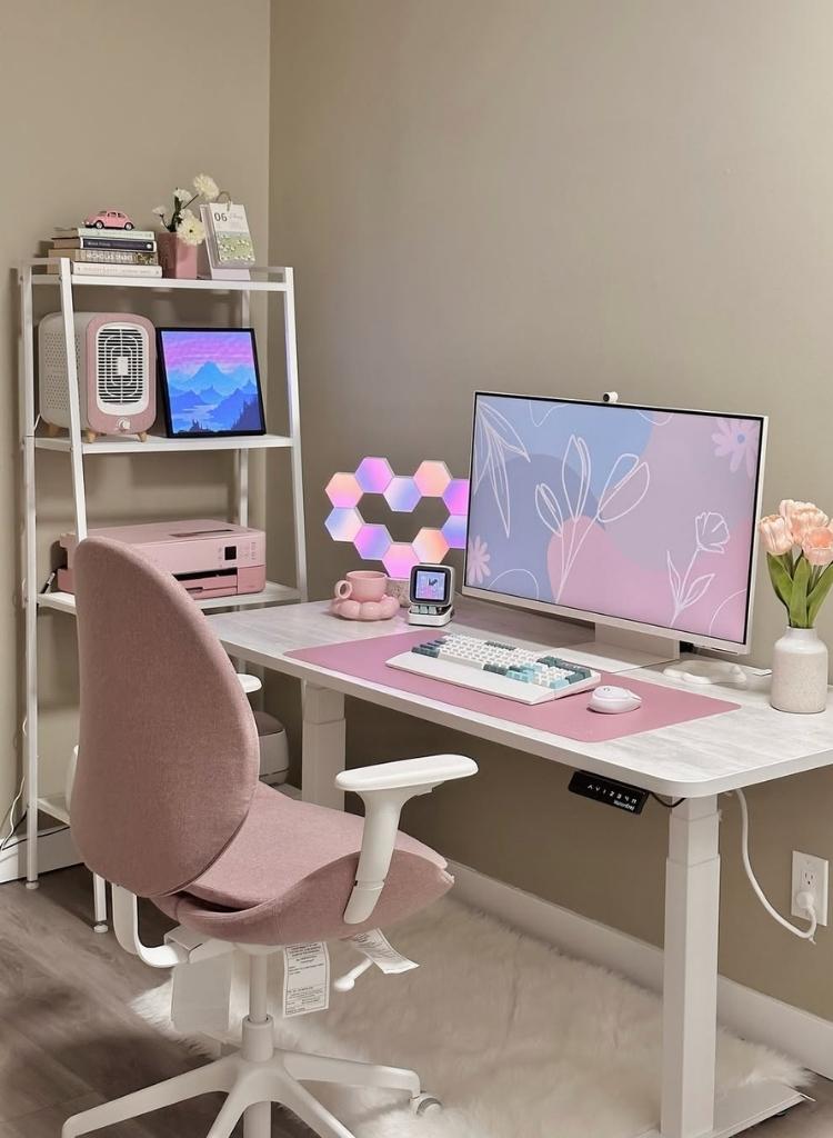 Calm Blush Smart Office Setup