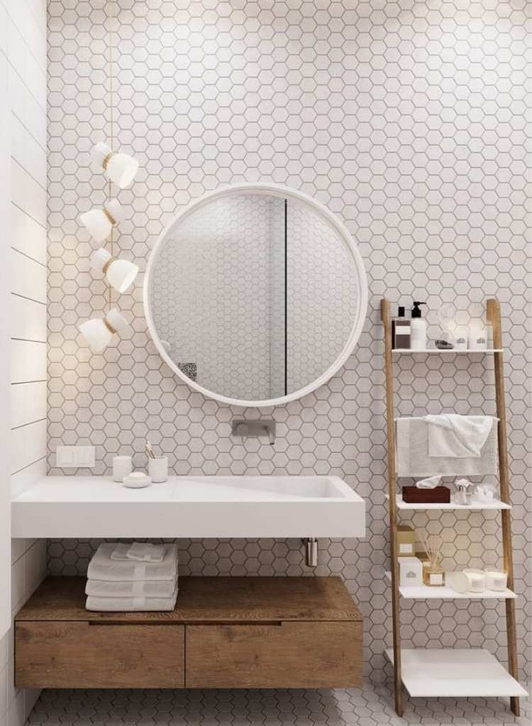 Clean Hex Tile Bathroom