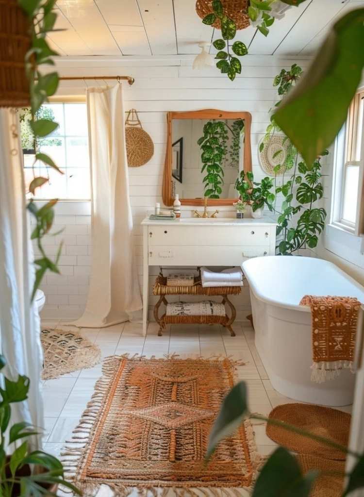 Cozy Nature-Inspired Bathroom for Guests