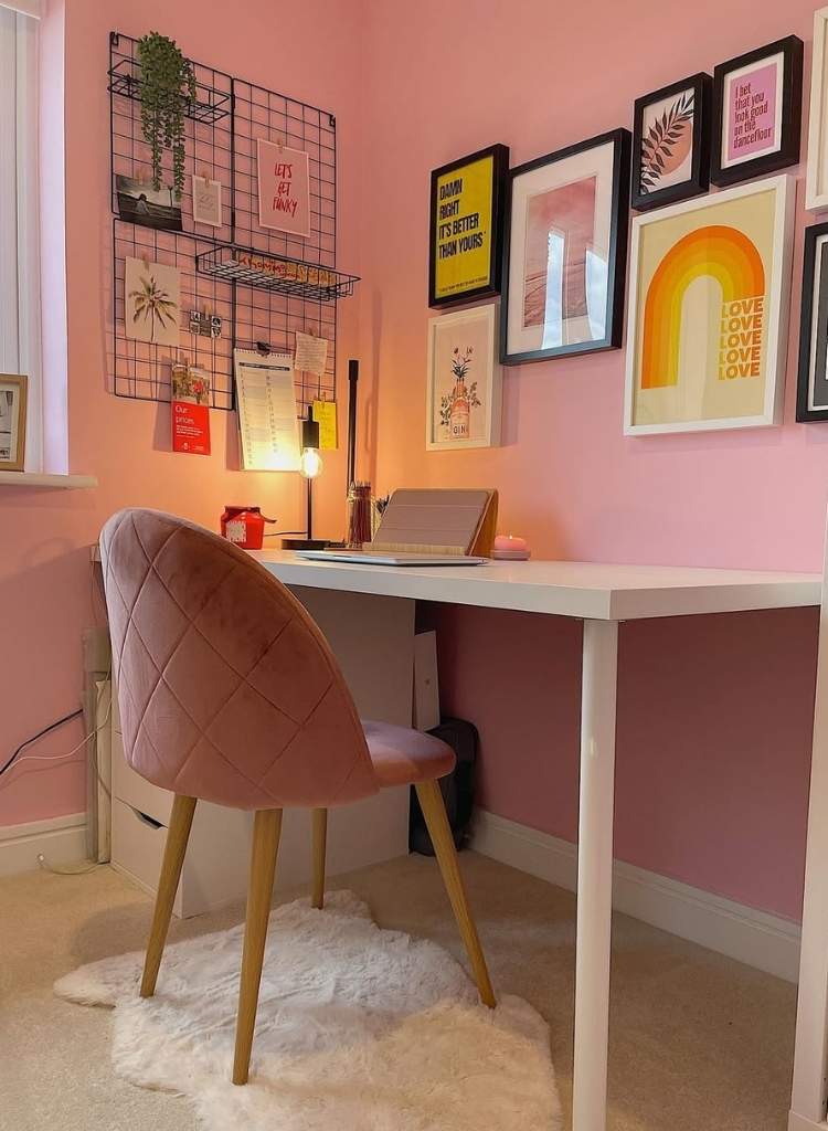 Cozy Pink Art-Filled Work Corner