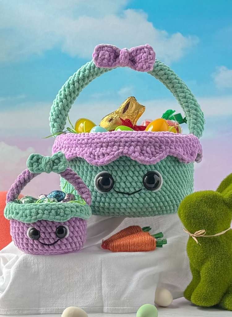 Crochet Bunny Face Basket