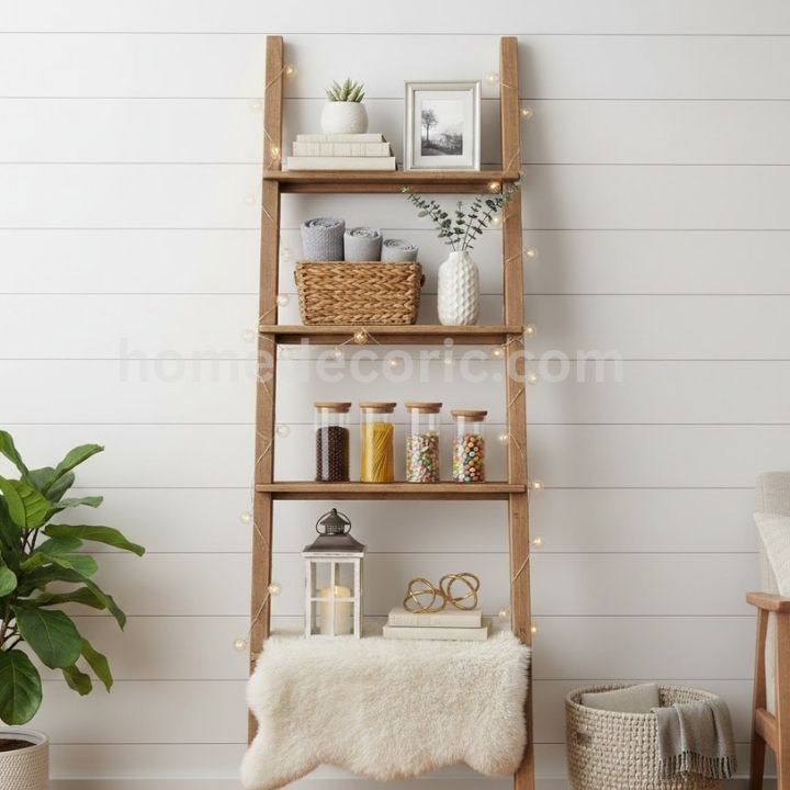 Decorate a Ladder Shelf