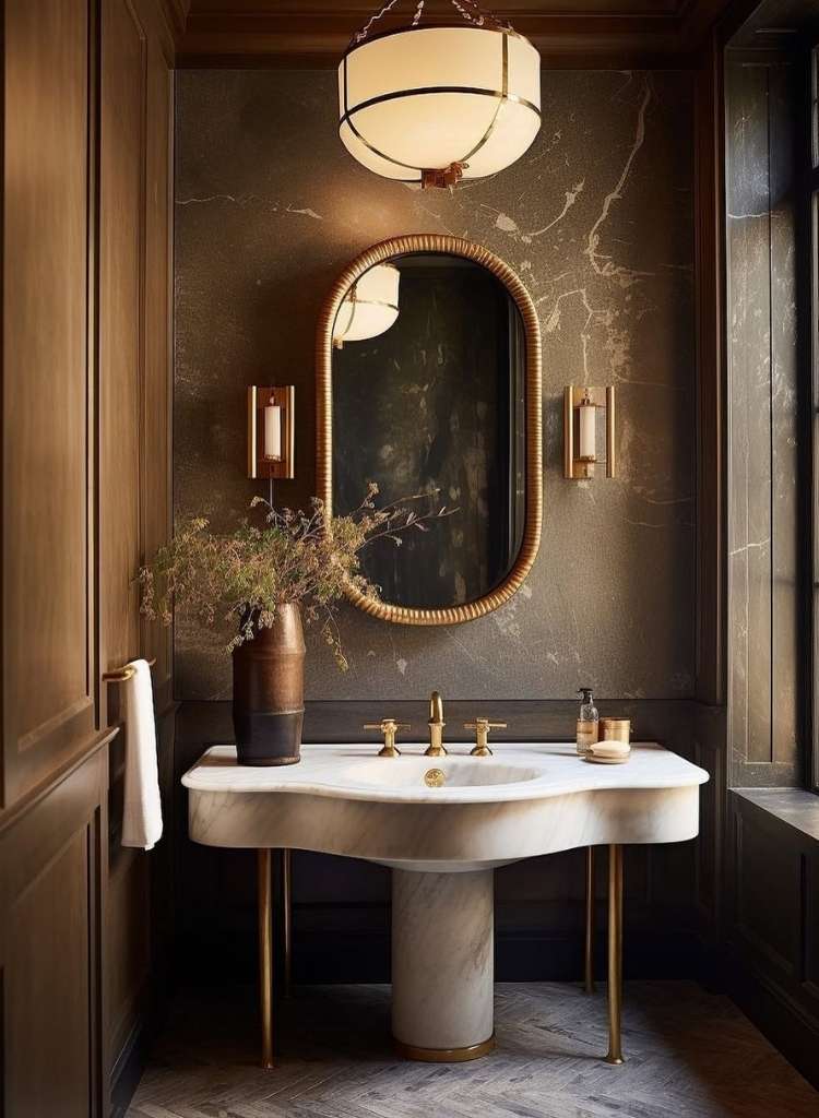 Elegant Dark Guest Bathroom Statement