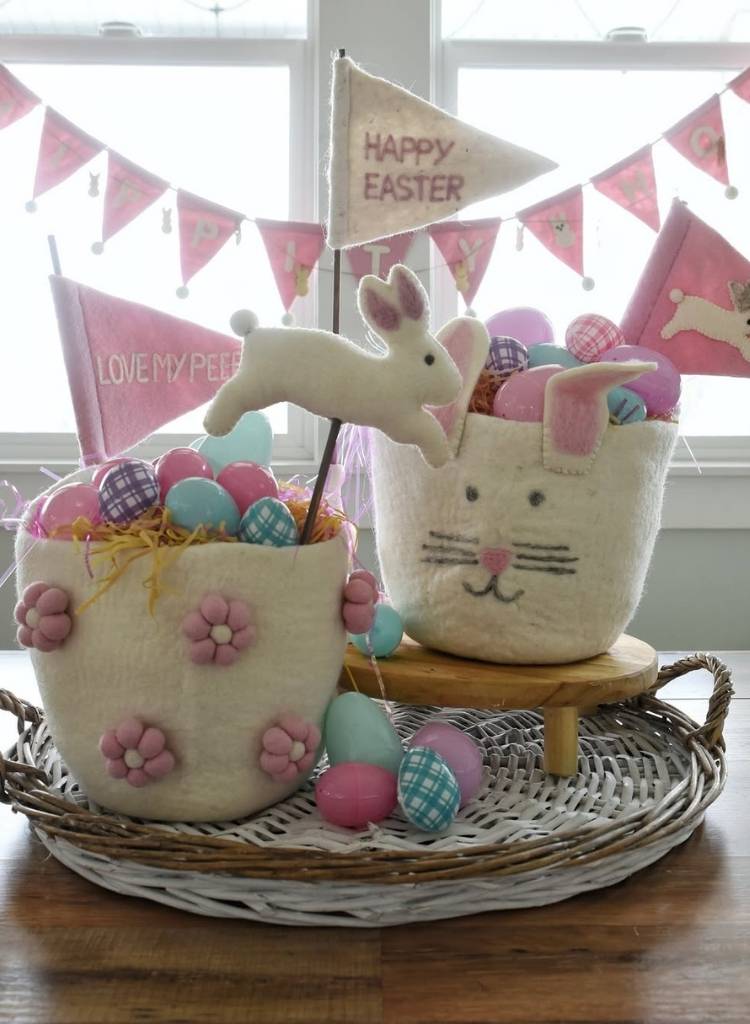 Felt Bunny Easter Basket Set