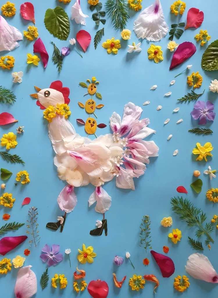 Flower Petal Easter Chick Collage