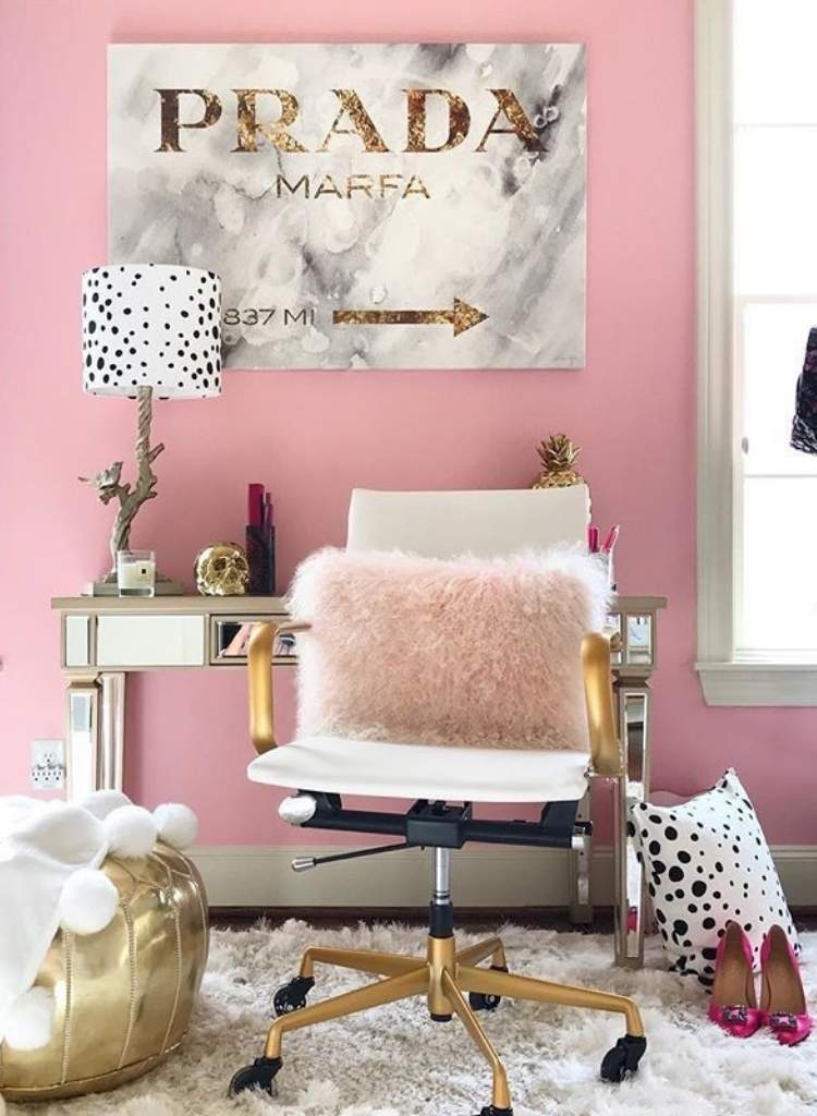 Glam Blush Vanity Office Setup