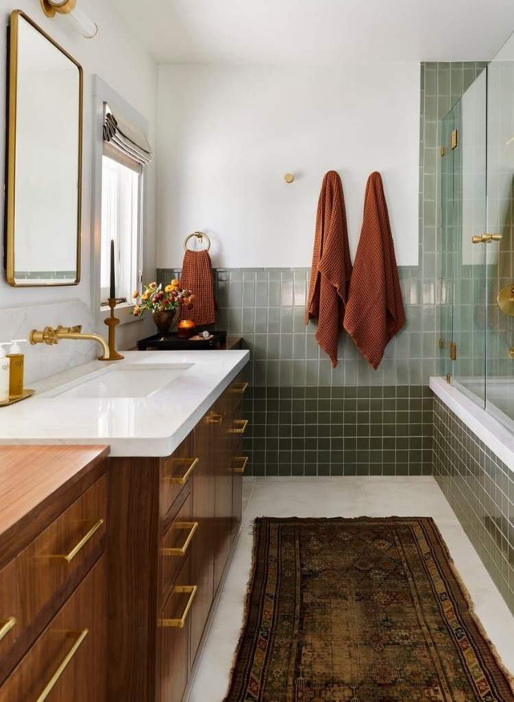 Green Tile Guest Bathroom