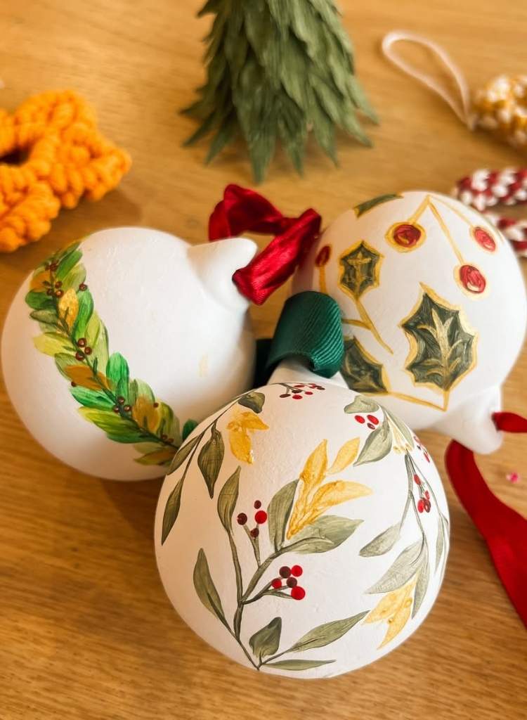 Hand-Painted Botanical Ornaments