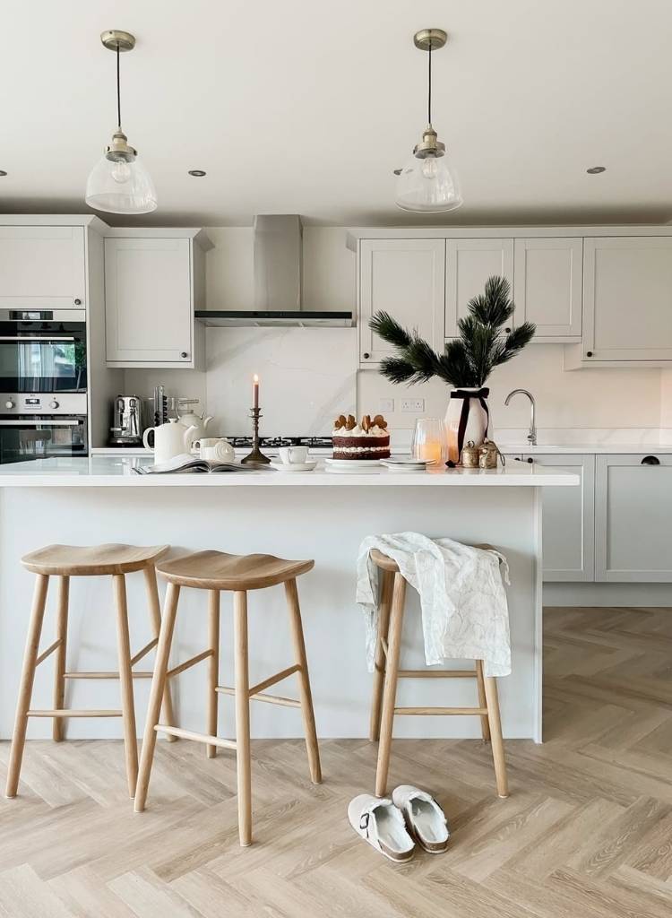 Kitchen with Light Wood Stools