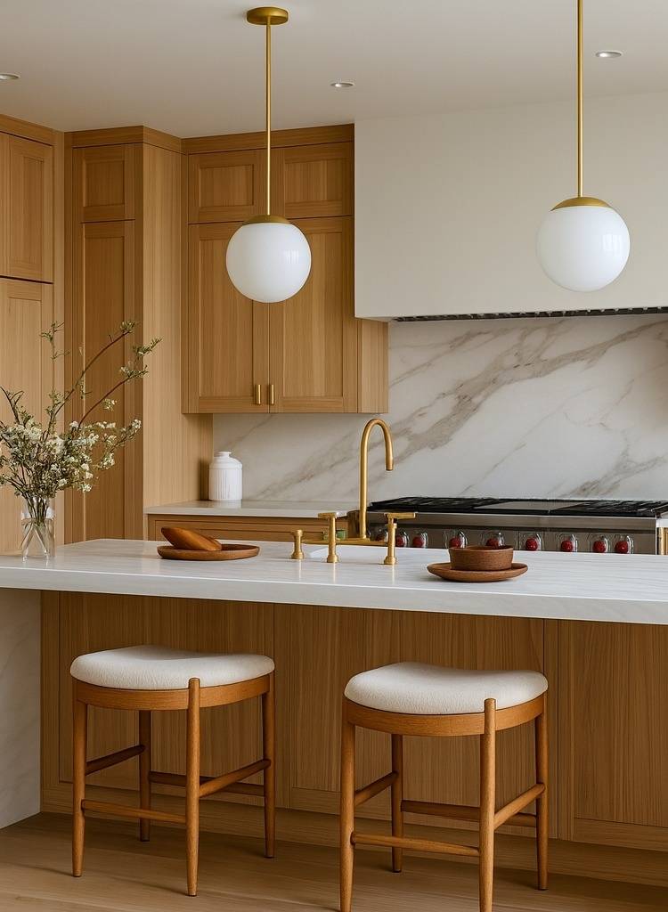 Light Oak Kitchen with Soft Gold Finishes