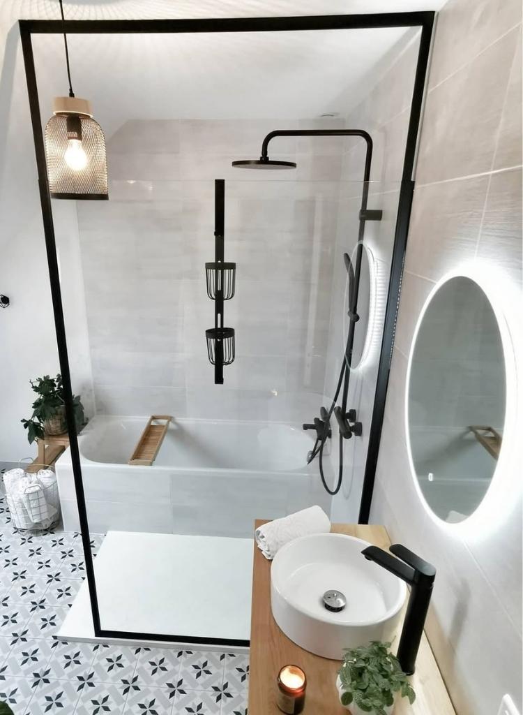 Modern Black Frame Guest Bathroom
