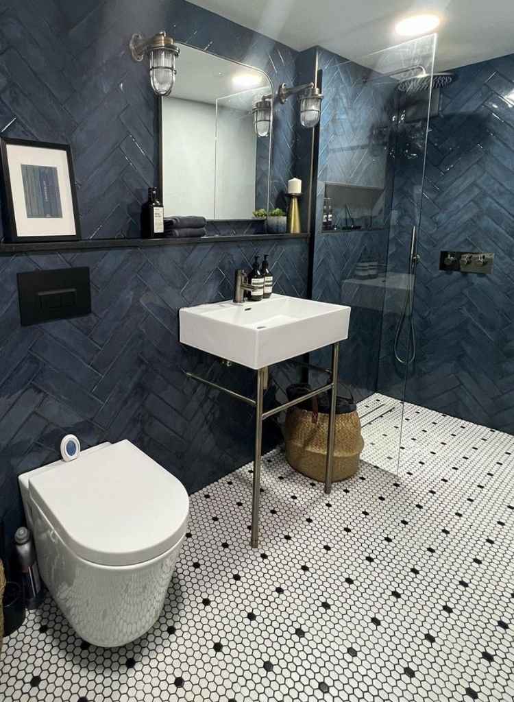Moody Blue Guest Bathroom Look