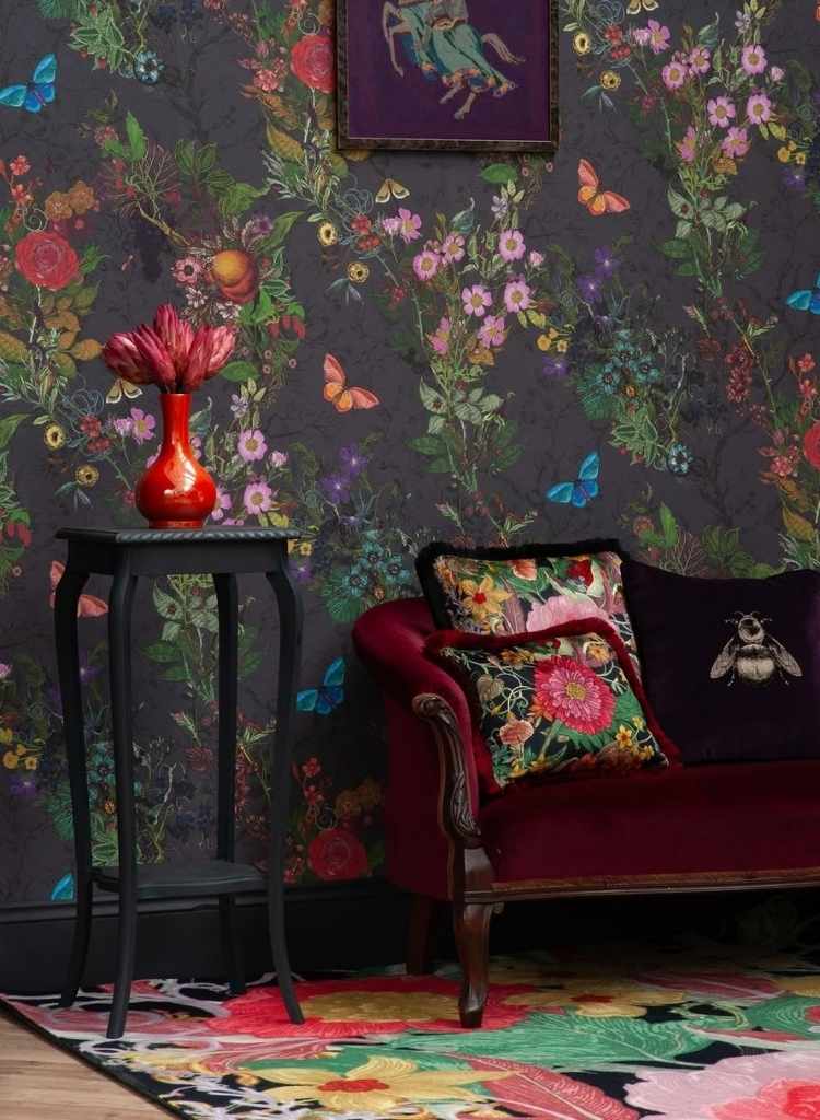 Moody Floral Wallpaper Feature Wall