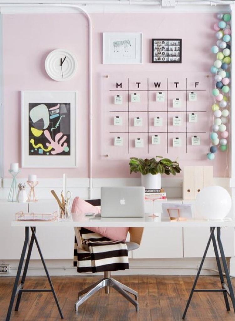 Organized Pink Planning Office Wall