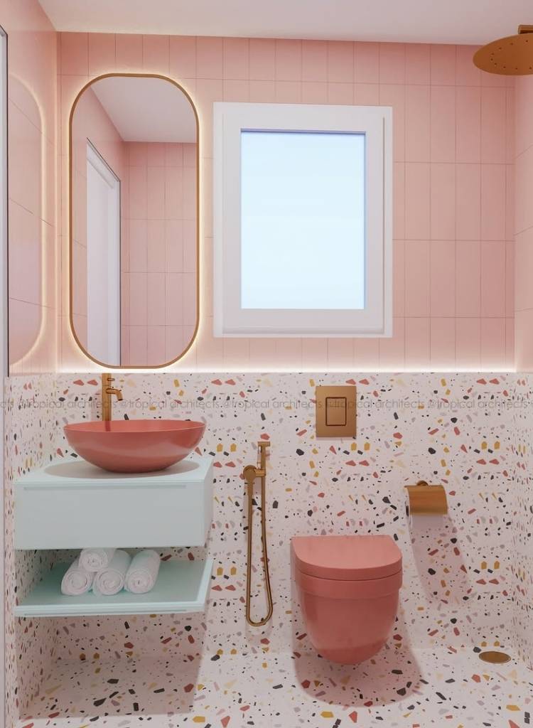 Playful Pink Terrazzo Bathroom