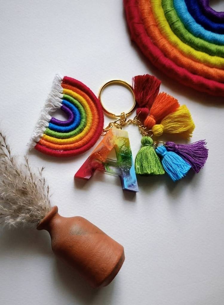 Rainbow Fiber Keychain Craft