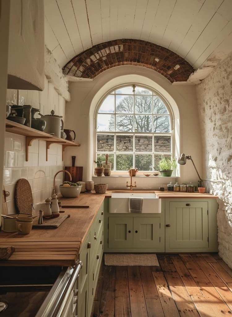 Rustic Archway Cottage-Style Kitchen