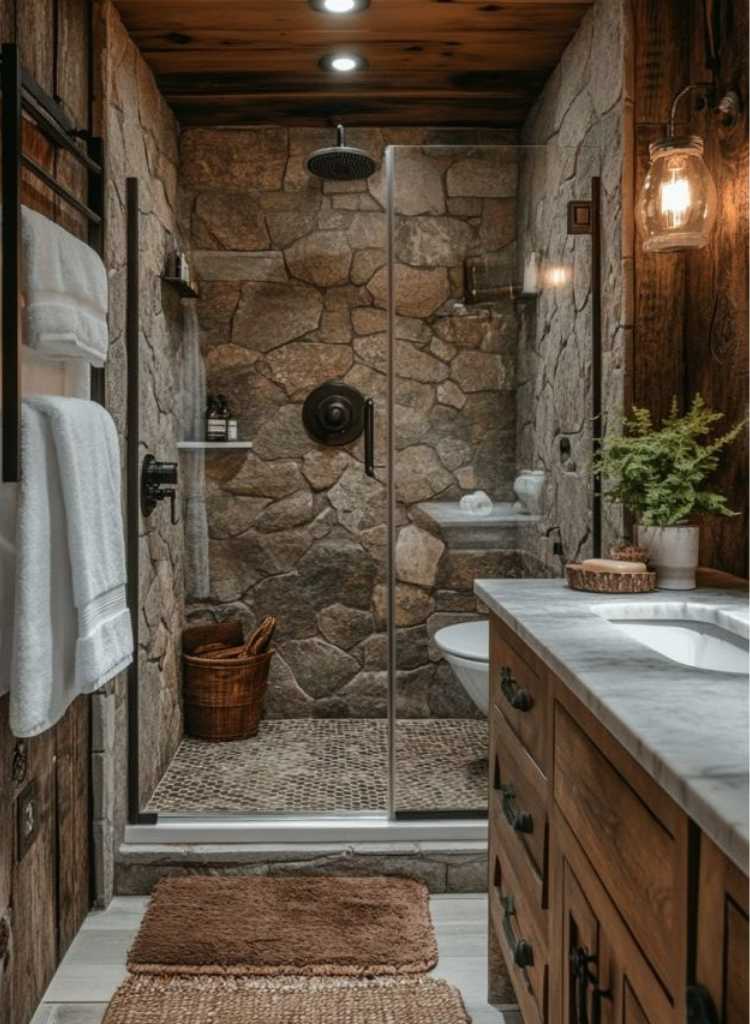 Rustic Stone Bathroom Retreat