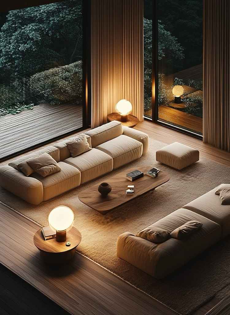 Serene Nighttime Living Room