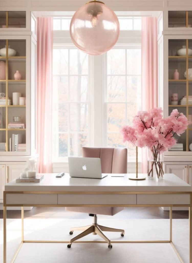 Soft Glow Pink Home Office